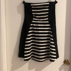 Black and white stripped mini skater dress